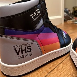 NWOT 1988 VHS T-120 Retrowave Black Sneakers RARE! Size 13 Euro Size 47